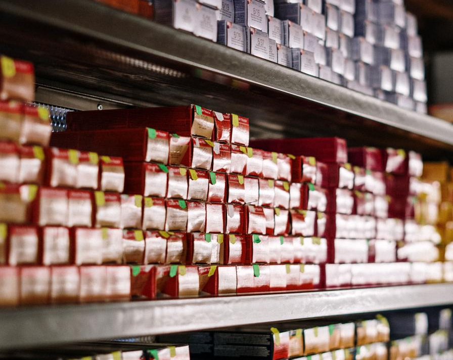 Ambient food stock stored on shelving ready for pick and pack